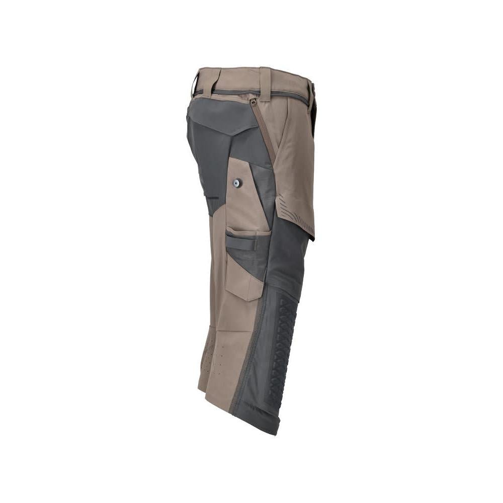 Tříčtvrteční kalhoty, kapsy na kolenou, strečové tříčtvrteční kalhoty řemeslník, tmavě pískově béžová/antracitově šedá