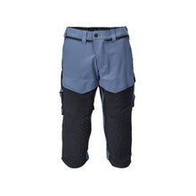 Tříčtvrteční kalhoty, kapsy na kolenou, strečové řemeslnické tříčtvrteční kalhoty, kamenná modrá/černo-modrá