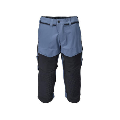 Tříčtvrteční kalhoty, kapsy na kolenou, strečové řemeslnické tříčtvrteční kalhoty, kamenná modrá/černo-modrá