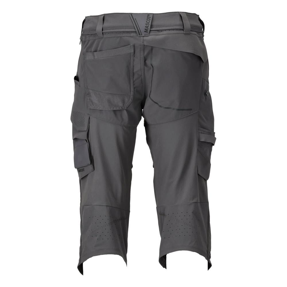 Tříčtvrteční kalhoty, kapsy na kolenou, strečové tříčtvrteční kalhoty řemeslník, antracitově šedá