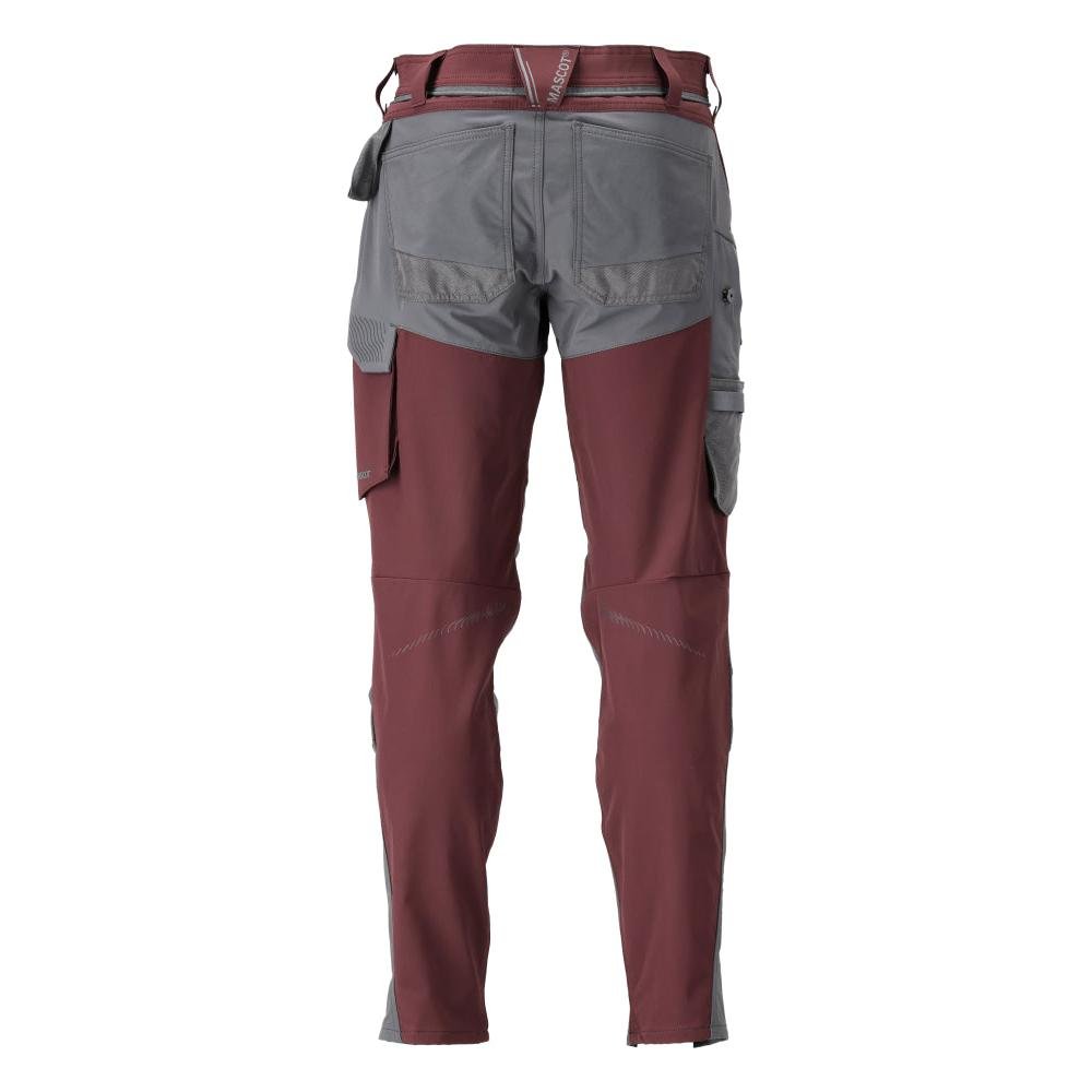 Kalhoty s kapsami na kolenou, kalhoty ULTIMATE STRETCH, bordeaux/antracitově šedá