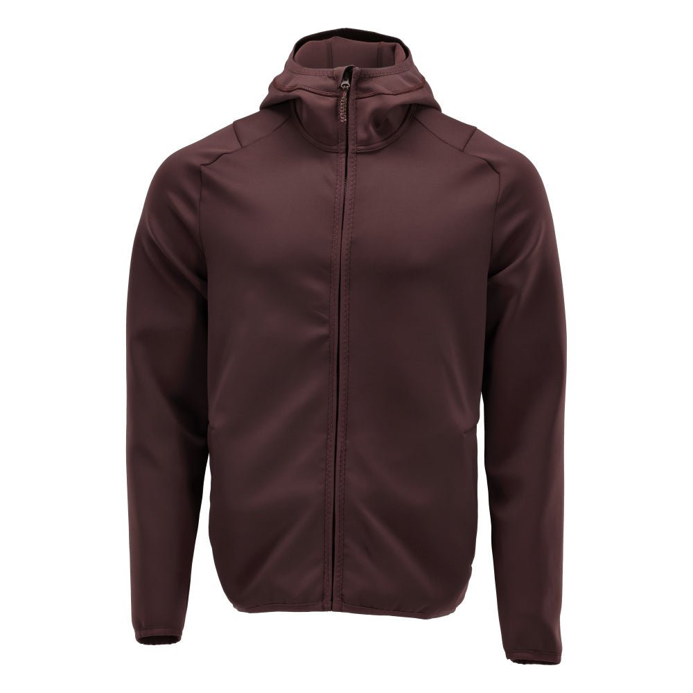 Fleece svetr, kapuce, mikrofleecová bunda na zip, vínová