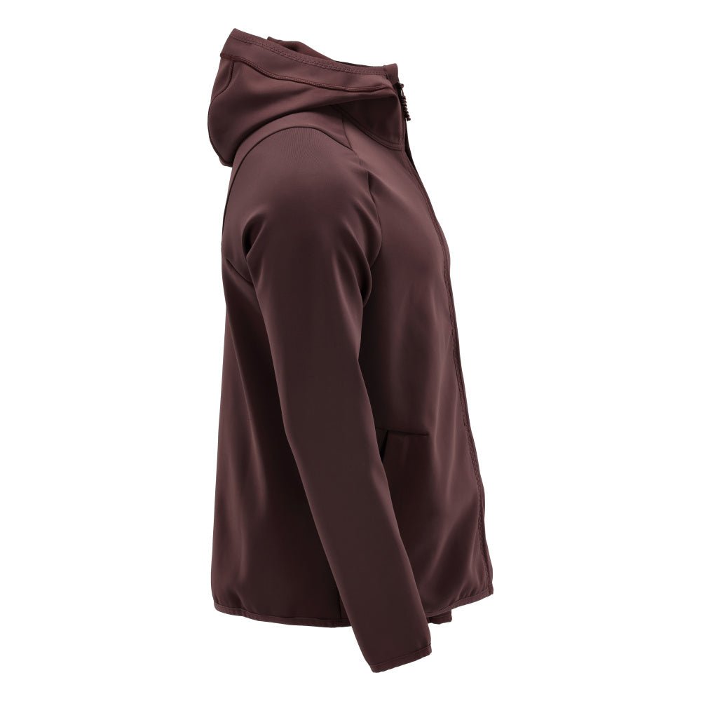 Fleece svetr, kapuce, mikrofleecová bunda na zip, vínová