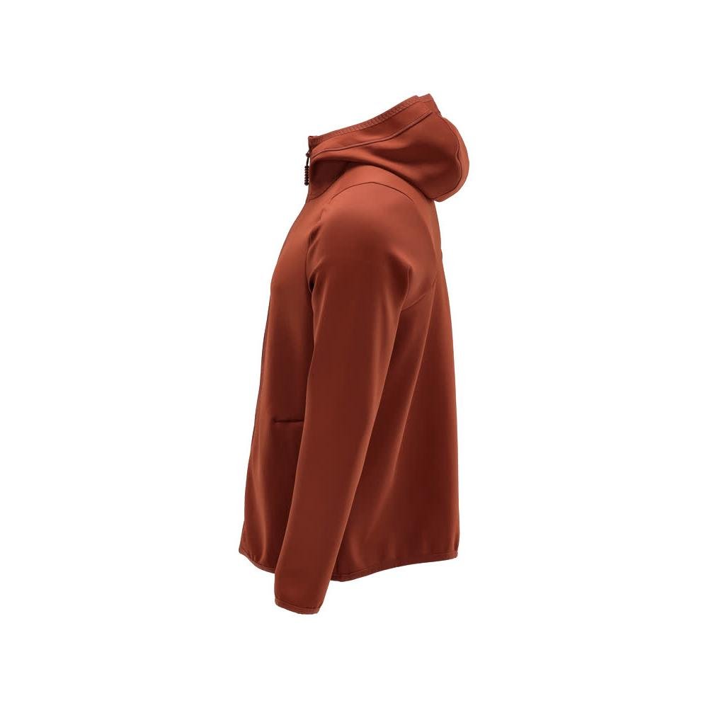 Fleece svetr, kapuce, mikrofleecová bunda na zip, podzimní červená