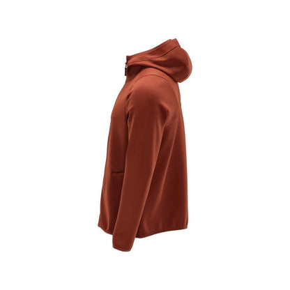 Fleece svetr, kapuce, mikrofleecová bunda na zip, podzimní červená