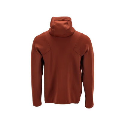 Fleece svetr, kapuce, mikrofleecová bunda na zip, podzimní červená