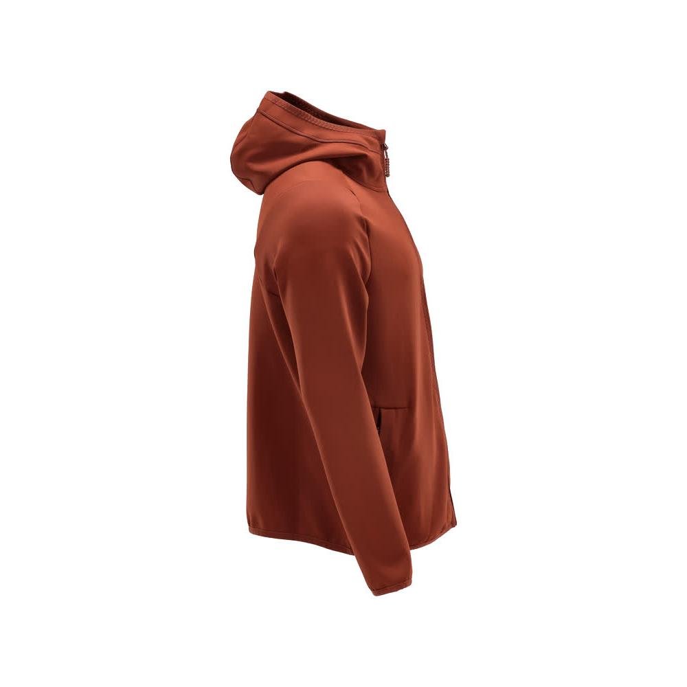 Fleece svetr, kapuce, mikrofleecová bunda na zip, podzimní červená