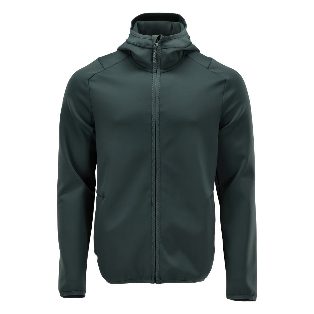 Fleece svetr, kapuce, mikrofleecová bunda na zip, lesní zelená