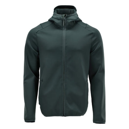 Fleece svetr, kapuce, mikrofleecová bunda na zip, lesní zelená
