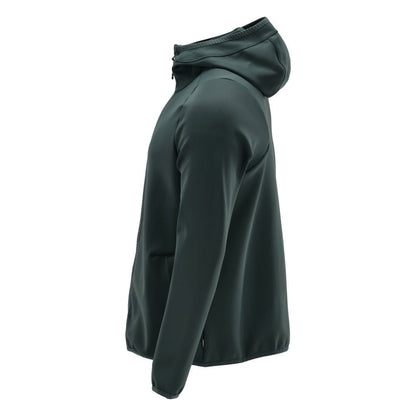 Fleece svetr, kapuce, mikrofleecová bunda na zip, lesní zelená