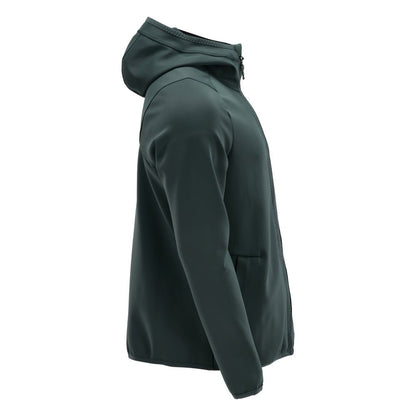 Fleece svetr, kapuce, mikrofleecová bunda na zip, lesní zelená