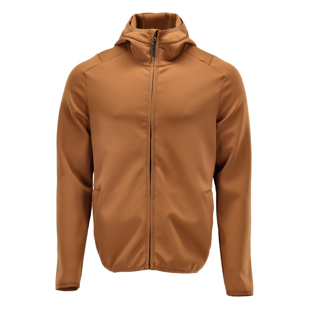 Fleece svetr, kapuce, mikrofleecová bunda na zip, ořechově hnědá