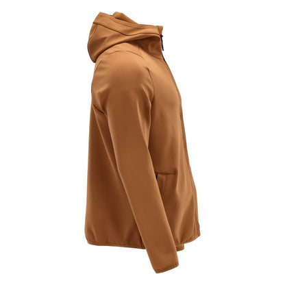 Fleece svetr, kapuce, mikrofleecová bunda na zip, ořechově hnědá