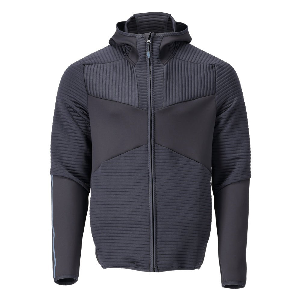 Fleece svetr, kapuce, mikrofleecová bunda na zip, černo-modrá