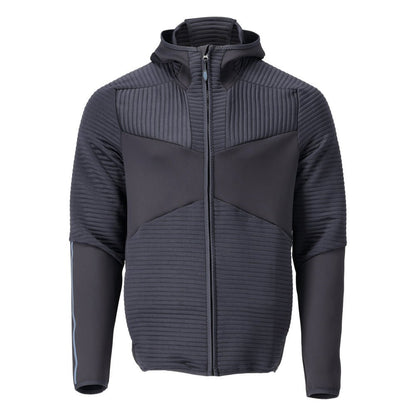 Fleece svetr, kapuce, mikrofleecová bunda na zip, černo-modrá