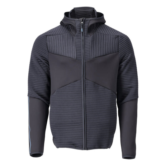 Fleece svetr, kapuce, mikrofleecová bunda na zip, černo-modrá