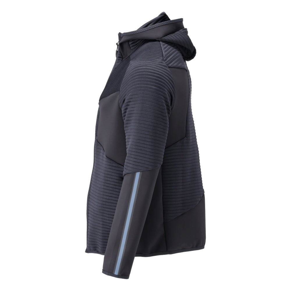 Fleece svetr, kapuce, mikrofleecová bunda na zip, černo-modrá