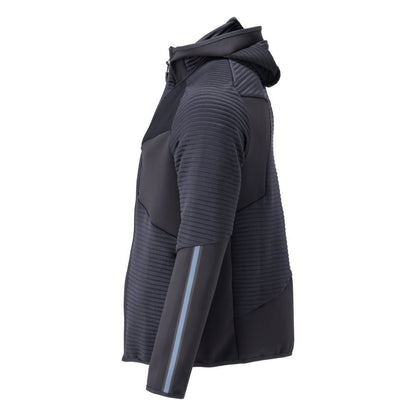 Fleece svetr, kapuce, mikrofleecová bunda na zip, černo-modrá