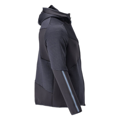 Fleece svetr, kapuce, mikrofleecová bunda na zip, černo-modrá