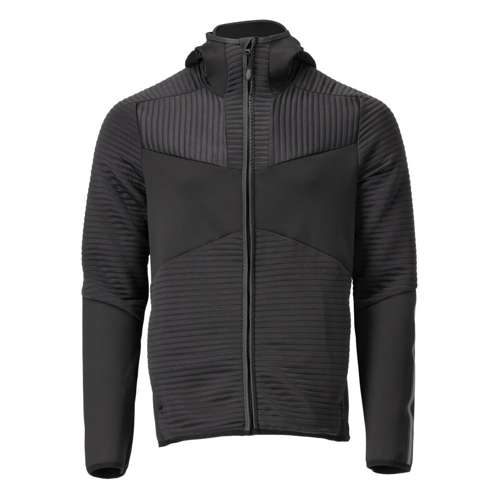 Fleece svetr, kapuce, mikrofleecová bunda na zip, černá