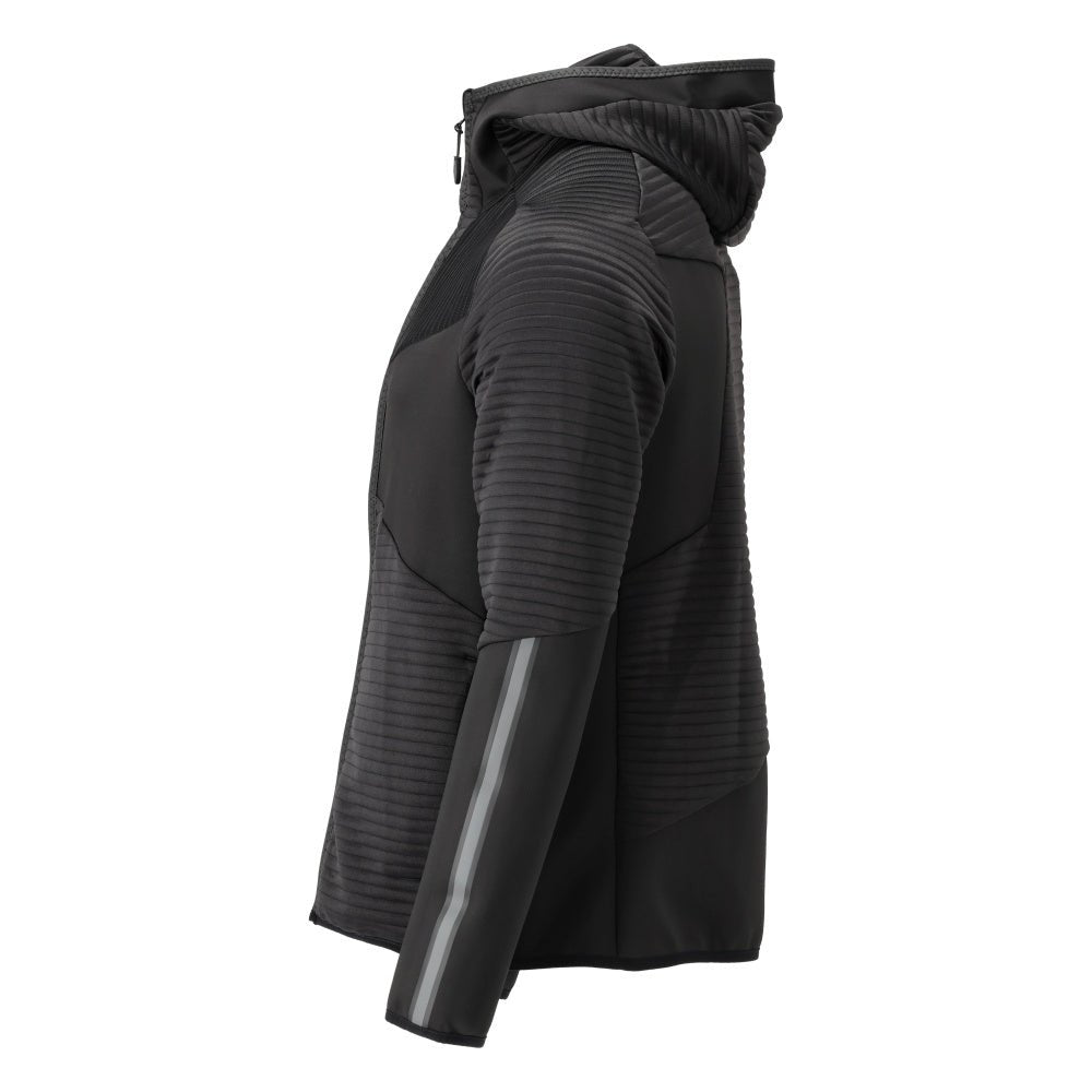 Fleece svetr, kapuce, mikrofleecová bunda na zip, černá