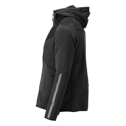 Fleece svetr, kapuce, mikrofleecová bunda na zip, černá