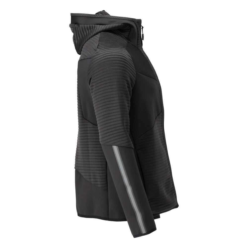 Fleece svetr, kapuce, mikrofleecová bunda na zip, černá