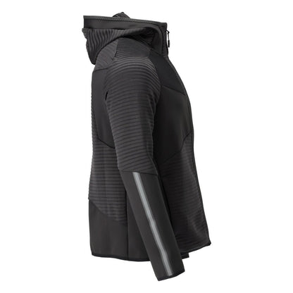 Fleece svetr, kapuce, mikrofleecová bunda na zip, černá