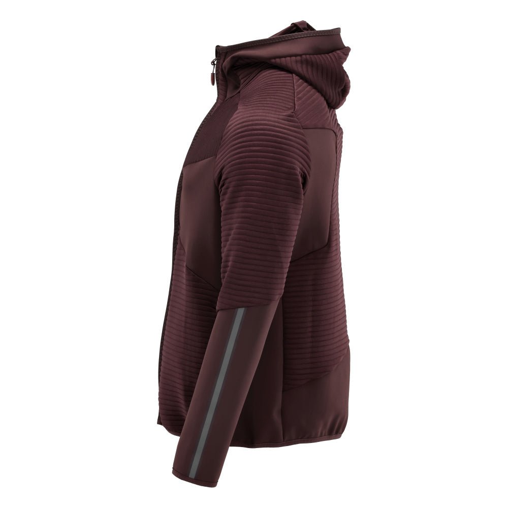 Fleece svetr, kapuce, mikrofleecová bunda na zip, vínová
