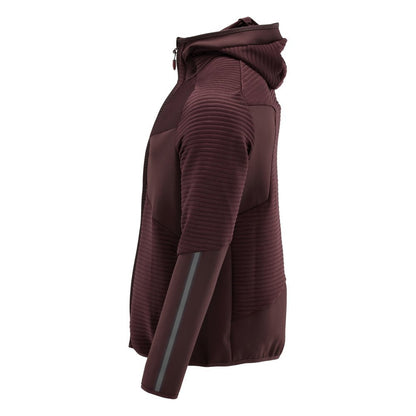 Fleece svetr, kapuce, mikrofleecová bunda na zip, vínová
