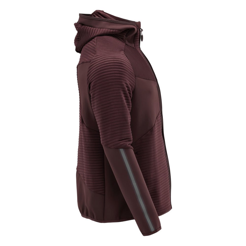 Fleece svetr, kapuce, mikrofleecová bunda na zip, vínová