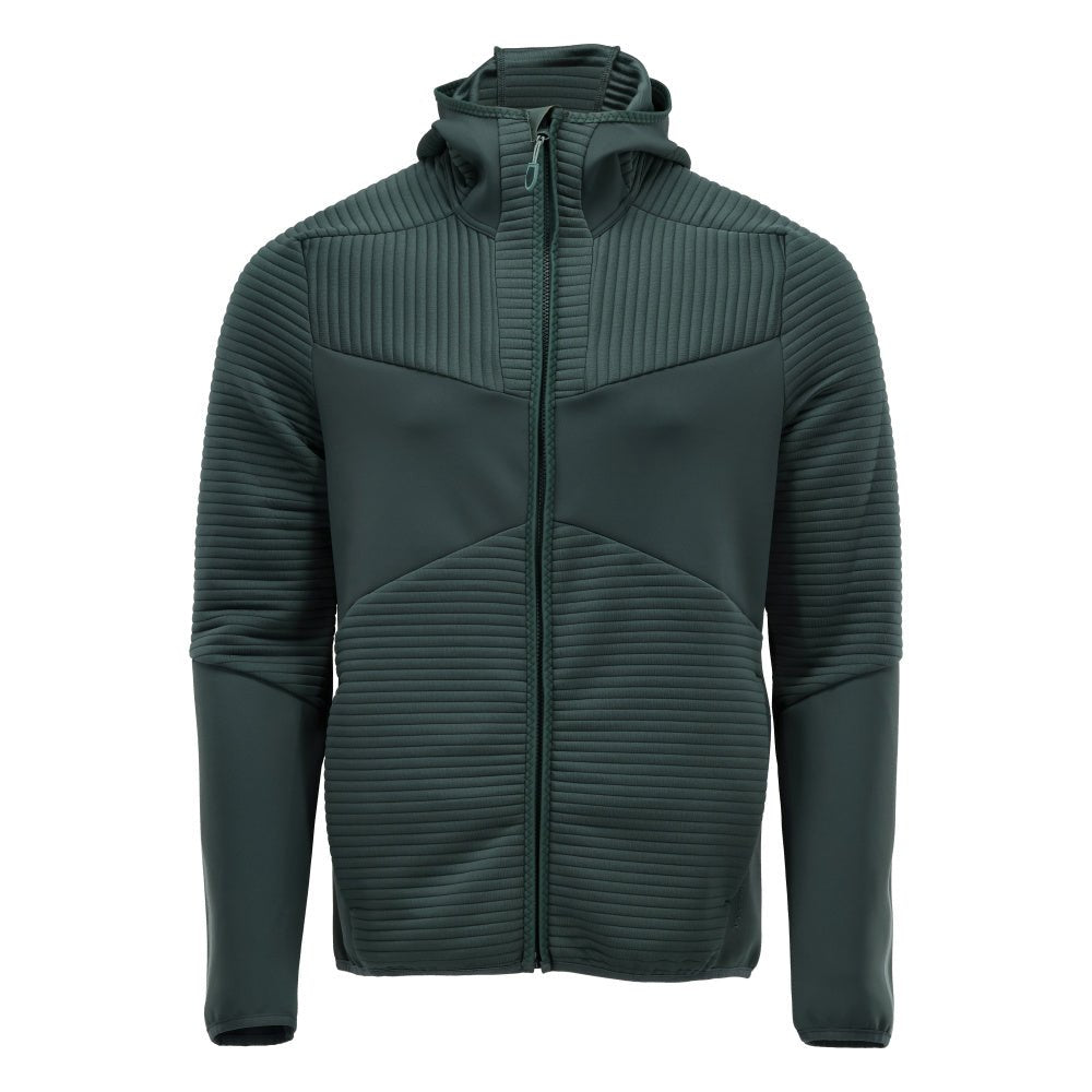 Fleece svetr, kapuce, mikrofleecová bunda na zip, lesní zelená