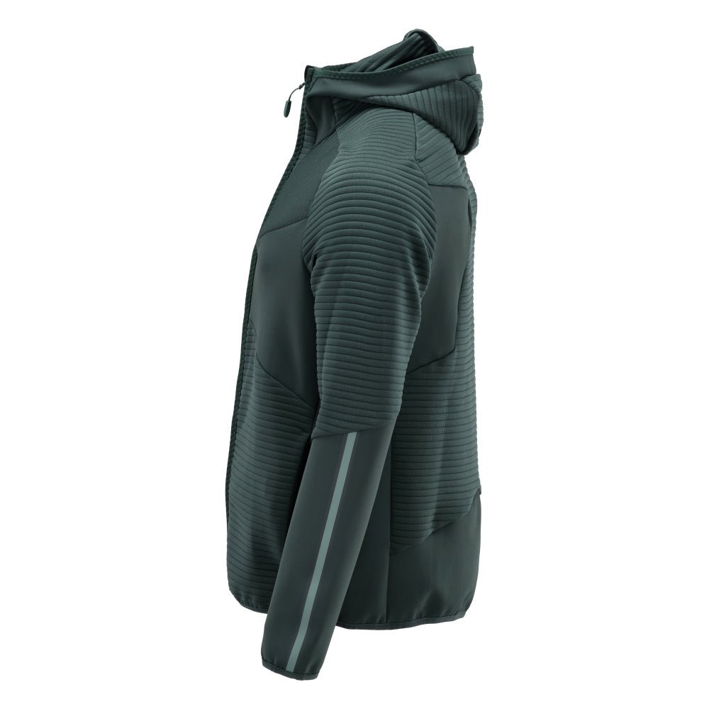 Fleece svetr, kapuce, mikrofleecová bunda na zip, lesní zelená