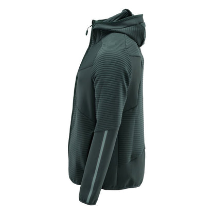 Fleece svetr, kapuce, mikrofleecová bunda na zip, lesní zelená