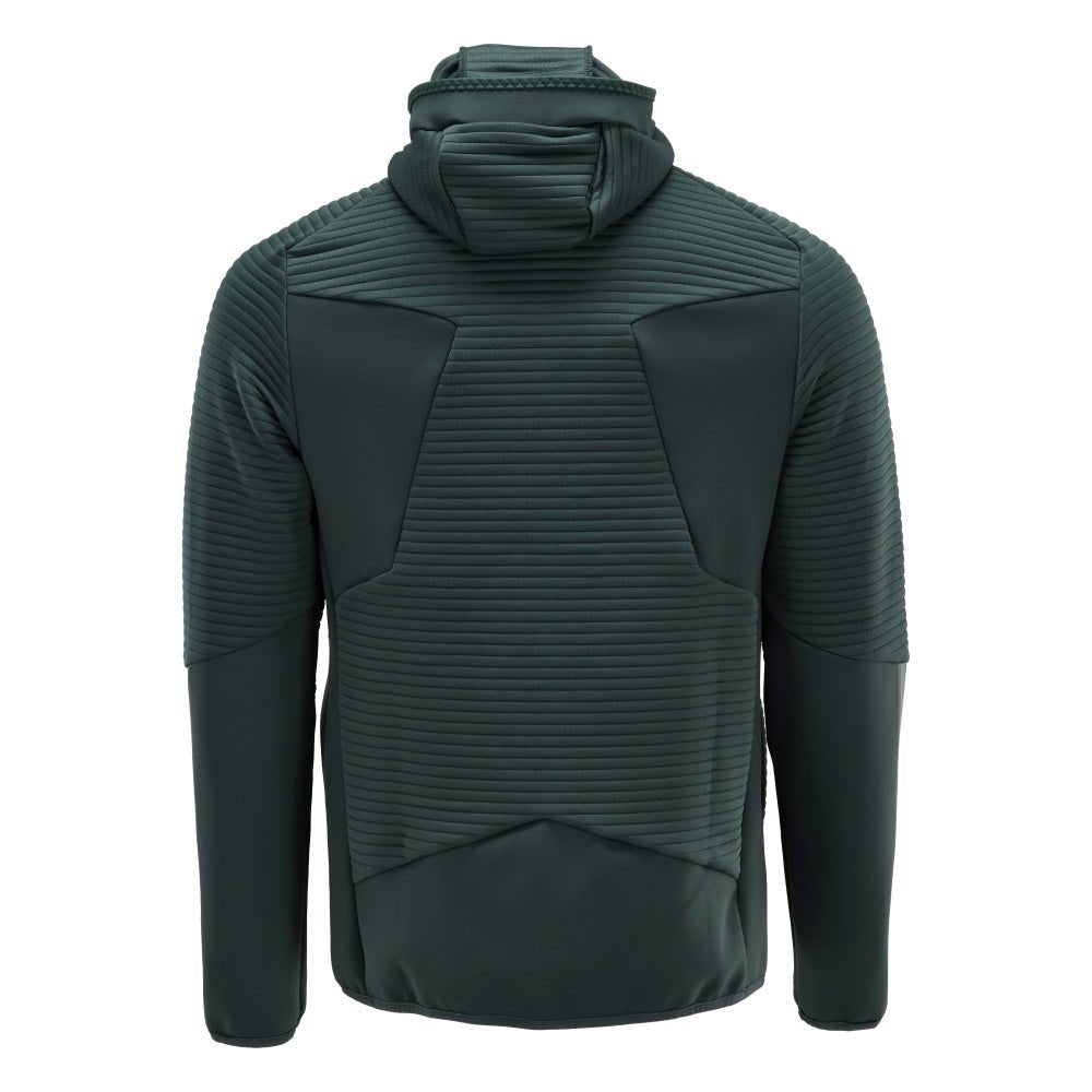 Fleece svetr, kapuce, mikrofleecová bunda na zip, lesní zelená
