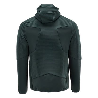 Fleece svetr, kapuce, mikrofleecová bunda na zip, lesní zelená