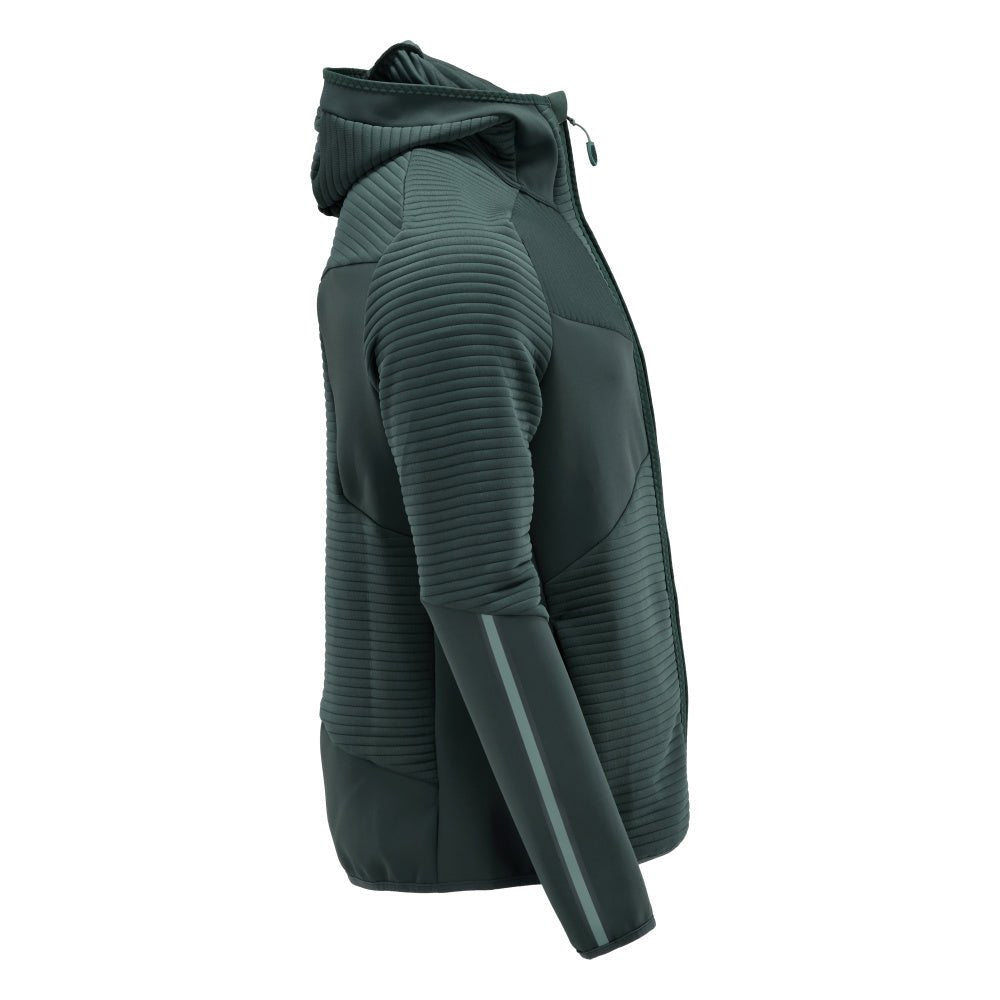 Fleece svetr, kapuce, mikrofleecová bunda na zip, lesní zelená
