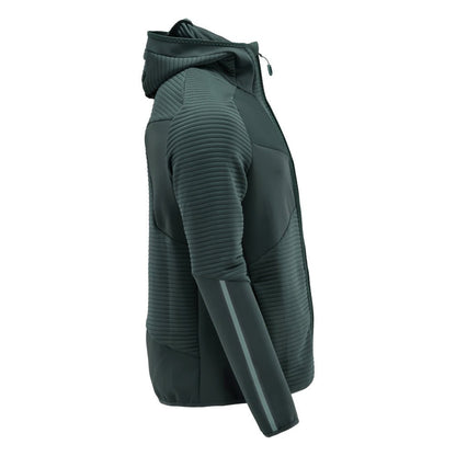 Fleece svetr, kapuce, mikrofleecová bunda na zip, lesní zelená