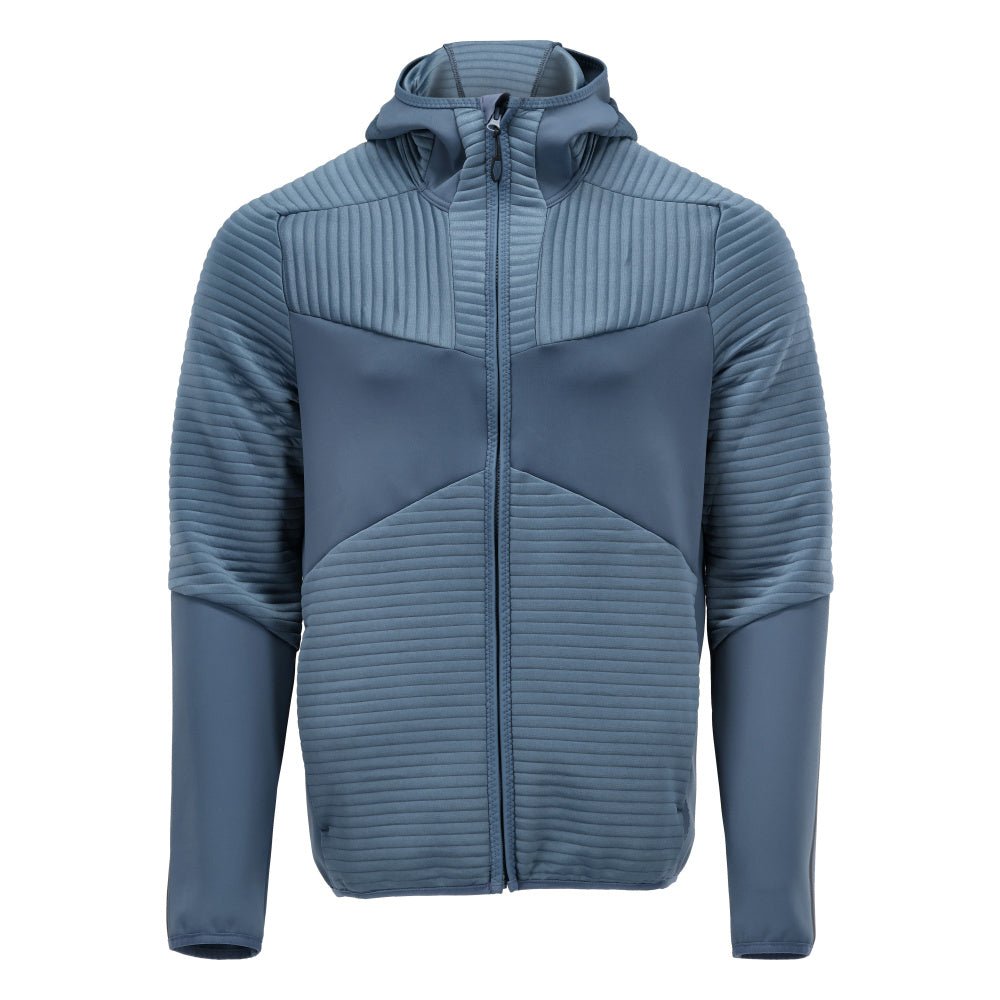 Fleece svetr, kapuce, mikrofleecová bunda na zip, kamenná modrá