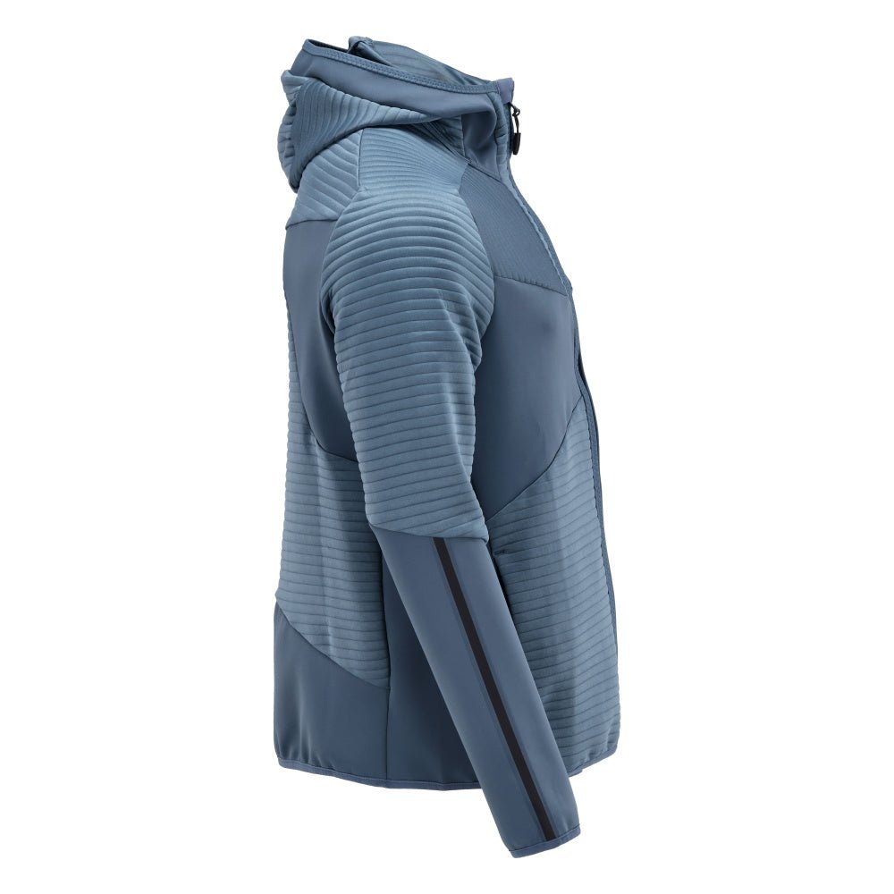 Fleece svetr, kapuce, mikrofleecová bunda na zip, kamenná modrá