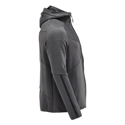 Fleece svetr, kapuce, mikrofleecová bunda na zip, antracitově šedá