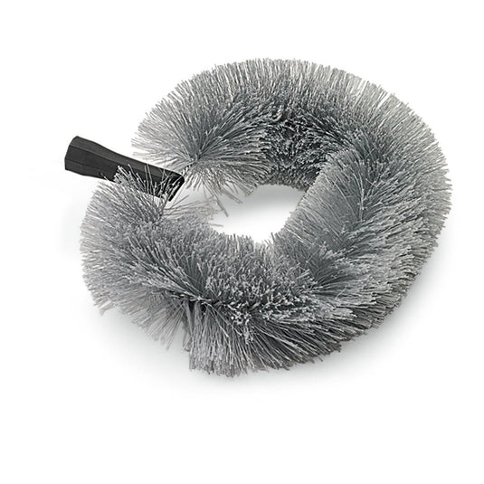 Náhradní hlava Nölle Profi Brush Staubbiene oválná, 25 cm syntetický kartáč od Nölle Profi Brush Bürsten- & Pinseltechnik e.K. má husté šedé štětiny a černou rukojeť, zobrazenou na bílém pozadí.