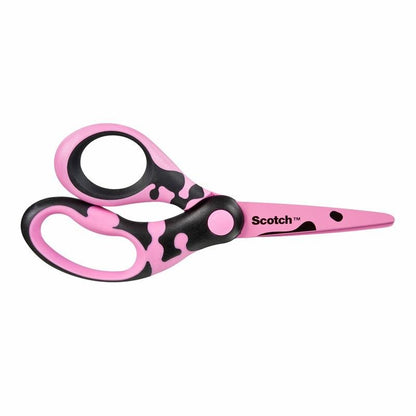 16,5 cm dlouhé nůžky Scotch™ DECO od 3M Deutschland GmbH, dostupné v růžové, zelené nebo modré barvě, s ergonomickými rukojeťmi a nápisem "Scotch" na jedné čepeli, zobrazené na bílém pozadí.