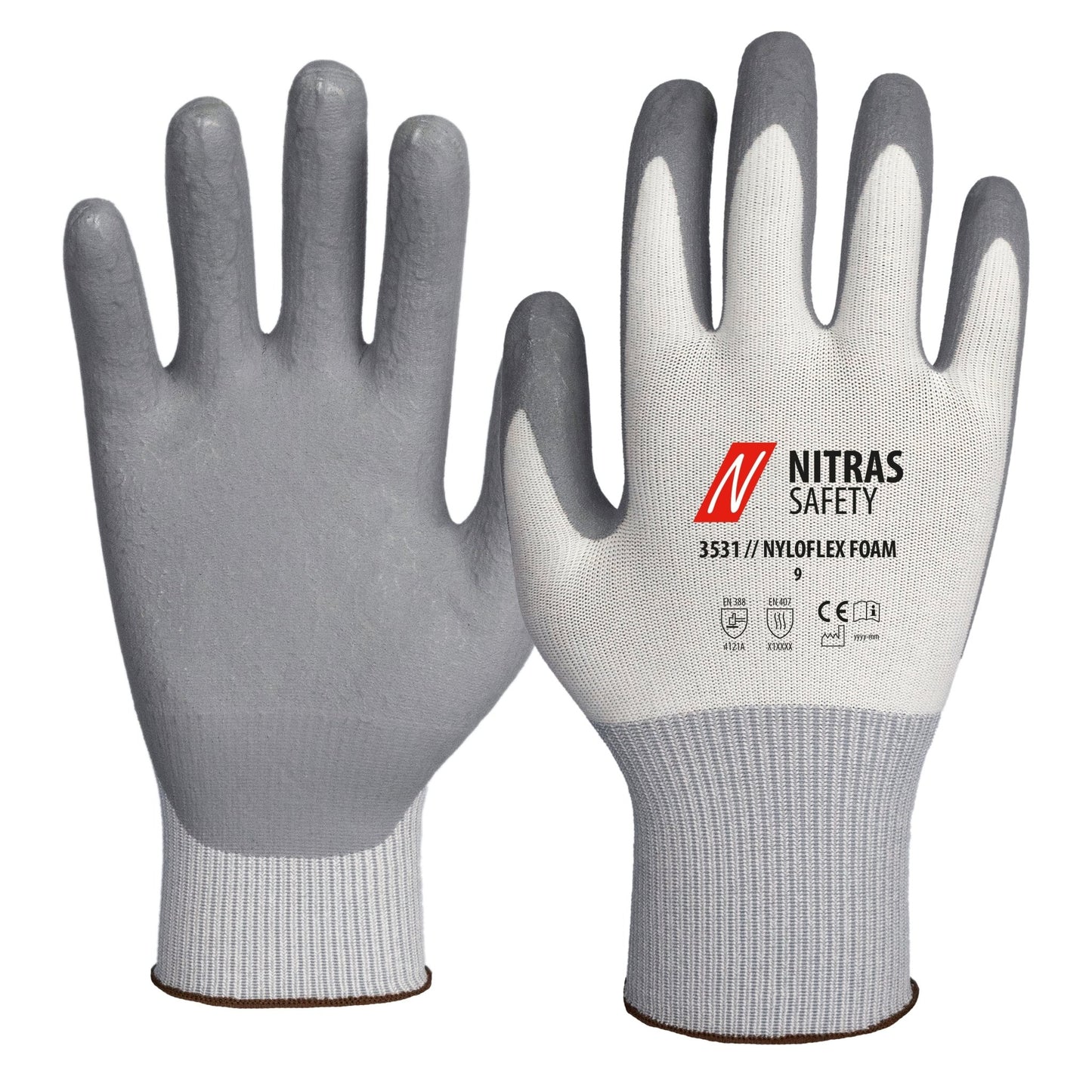 NITRAS NYLOFLEX FOAM, montážní rukavice, bílá / šedá