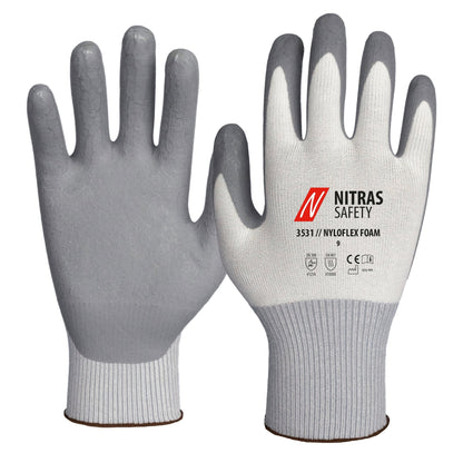 NITRAS NYLOFLEX FOAM, montážní rukavice, bílá / šedá