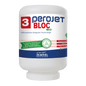 Bílá 4kg kartuše s nápisem "Dr. Schnell PEROJET BLOC 3 ECO čisticí prostředek na nádobí pro průmyslové myčky, ekologický" od společnosti DR.SCHNELL GmbH & Co. KGaA je na přední straně opatřena ekologickými certifikáty.