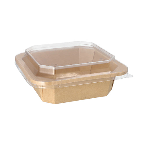 Starpak 25 Lunchboxen, eckig aus umweltfreundlicher Pappe mit transparentem Kunststoffdeckel der Marke Starpak auf weißem Hintergrund.