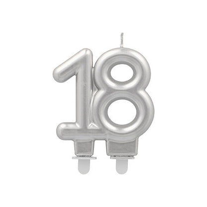 Jubilejní svíčka PAPSTAR GmbH s držákem 7 cm "stříbrná" je stříbrná jubilejní svíčka ve tvaru čísla se dvěma držáky - ideální pro nezapomenutelné narozeninové oslavy.