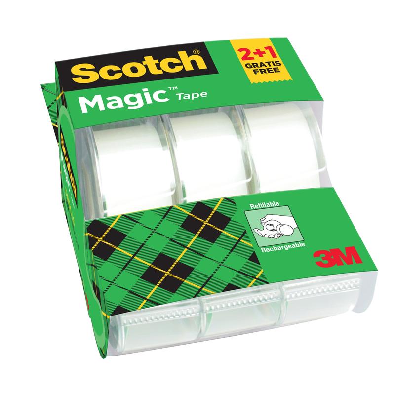 Scotch® Magic™ Neviditelná páska od 3M Deutschland GmbH: Sada obsahuje 2 role (19 mm x 7,5 m) plus 1 ruční odvíječ ZDARMA - perfektní pro kancelář a každý ruční odvíječ.