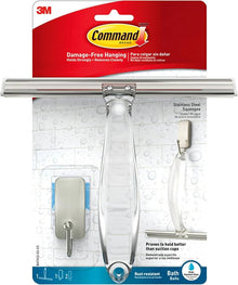 Command™ stěrka do vany a sprchy, nerezová ocel a satén nikl BATH32, 1 stěrka + 1 HK + 2 proužky S | Balení (1 sada)